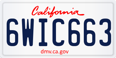 CA license plate 6WIC663