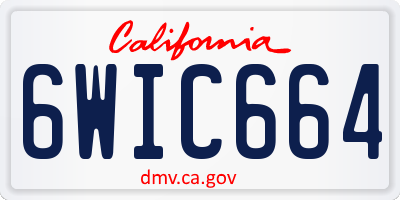 CA license plate 6WIC664