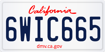 CA license plate 6WIC665