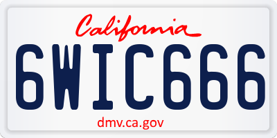 CA license plate 6WIC666