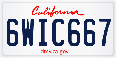 CA license plate 6WIC667