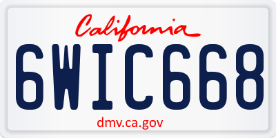 CA license plate 6WIC668