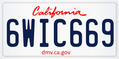 CA license plate 6WIC669