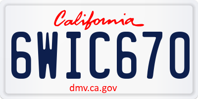 CA license plate 6WIC670