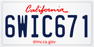 CA license plate 6WIC671