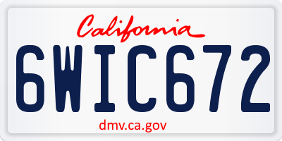 CA license plate 6WIC672