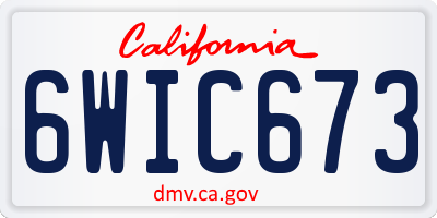CA license plate 6WIC673