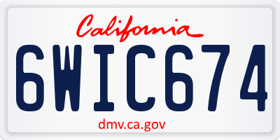 CA license plate 6WIC674