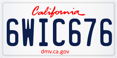 CA license plate 6WIC676