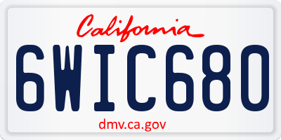 CA license plate 6WIC680
