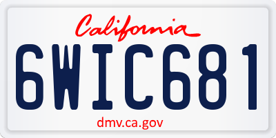 CA license plate 6WIC681