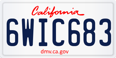 CA license plate 6WIC683