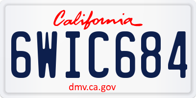 CA license plate 6WIC684