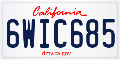 CA license plate 6WIC685