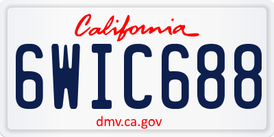 CA license plate 6WIC688
