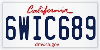 CA license plate 6WIC689