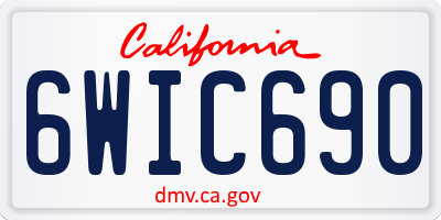 CA license plate 6WIC690