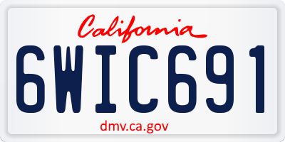 CA license plate 6WIC691