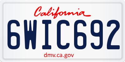 CA license plate 6WIC692