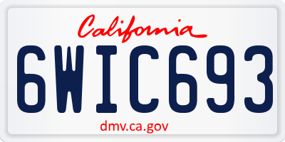 CA license plate 6WIC693