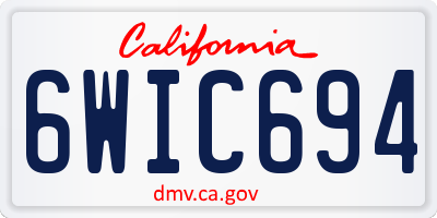 CA license plate 6WIC694