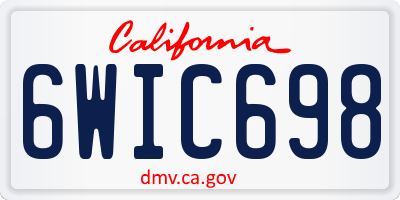 CA license plate 6WIC698