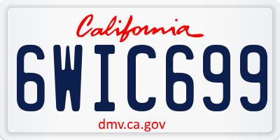 CA license plate 6WIC699