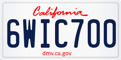 CA license plate 6WIC700
