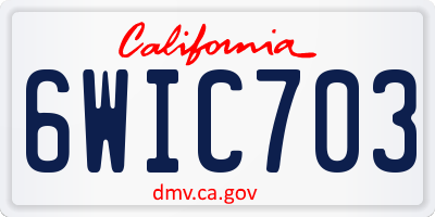 CA license plate 6WIC703