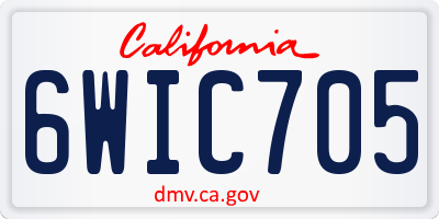 CA license plate 6WIC705