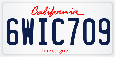CA license plate 6WIC709