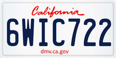 CA license plate 6WIC722