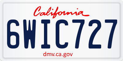 CA license plate 6WIC727