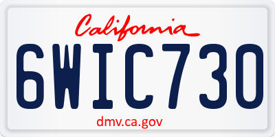 CA license plate 6WIC730