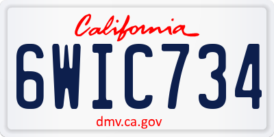 CA license plate 6WIC734