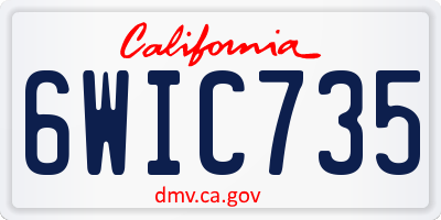 CA license plate 6WIC735