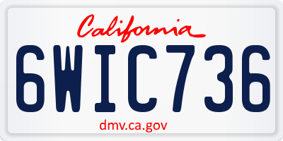 CA license plate 6WIC736