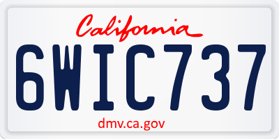 CA license plate 6WIC737
