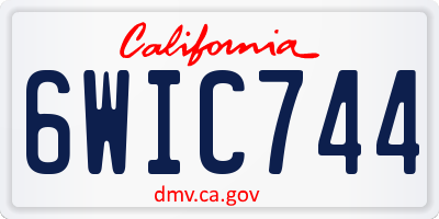 CA license plate 6WIC744