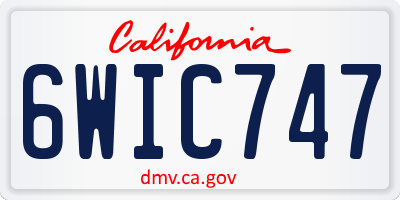 CA license plate 6WIC747