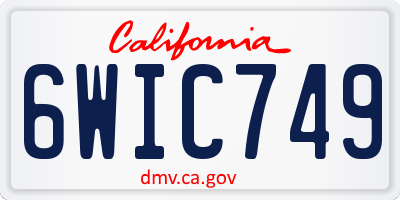 CA license plate 6WIC749