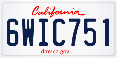 CA license plate 6WIC751