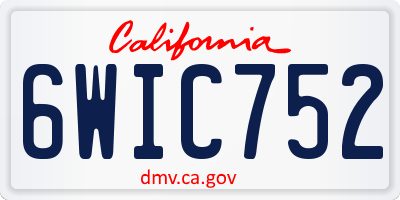 CA license plate 6WIC752