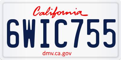CA license plate 6WIC755