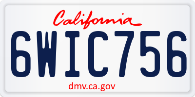 CA license plate 6WIC756