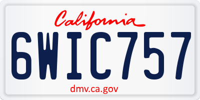CA license plate 6WIC757