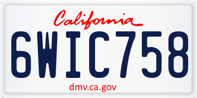 CA license plate 6WIC758