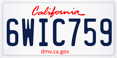 CA license plate 6WIC759