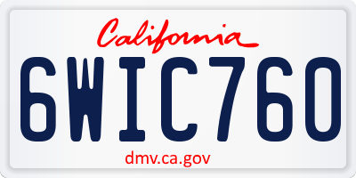 CA license plate 6WIC760