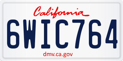CA license plate 6WIC764